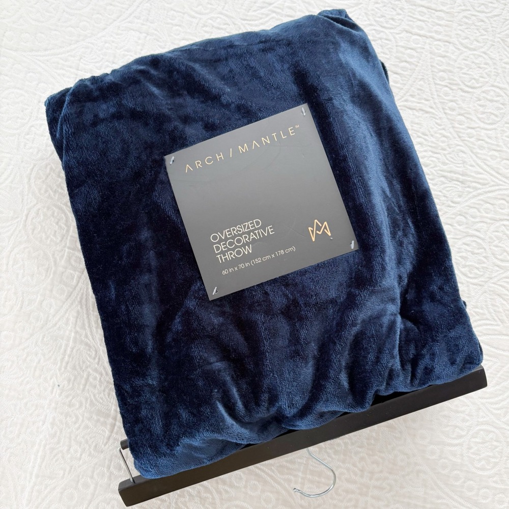 Arch/Mantle Oversized Decorative Plush Throw Blanket 60x70, Blue - Picture 1 of 3